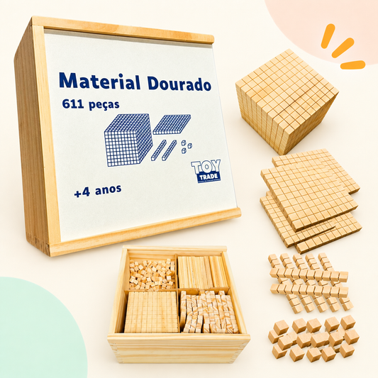 Material Dourado 611 Peças em Madeira — Base 10